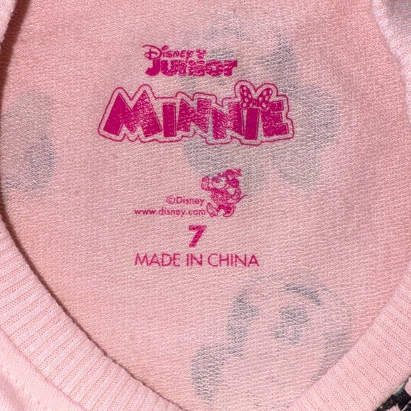 Disney Minnie Mouse Kids Sweatshirt Size 7 Pink & Gray Cotton Blend - Picture 6 of 7